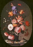 Flowers in a Glass Vase Balthasar van der Ast